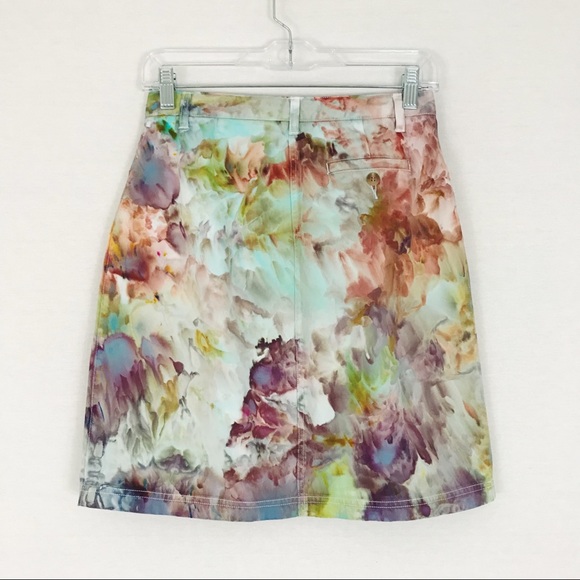 🆕 Hand-Dyed Denim Mini Skirt in Technicolor - Picture 12 of 13